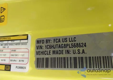 2023 Jeep Gladiator Sport 4X4 from USA, damaged, VIN 1C6HJTAG8PL568624